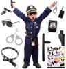 Deluxe Police Officer Costume Set for Boys Police Uniform Costume for Halloween with Tattoo Stickers Kids Costume S809 [Madrugada] 12-Piece - - (M
