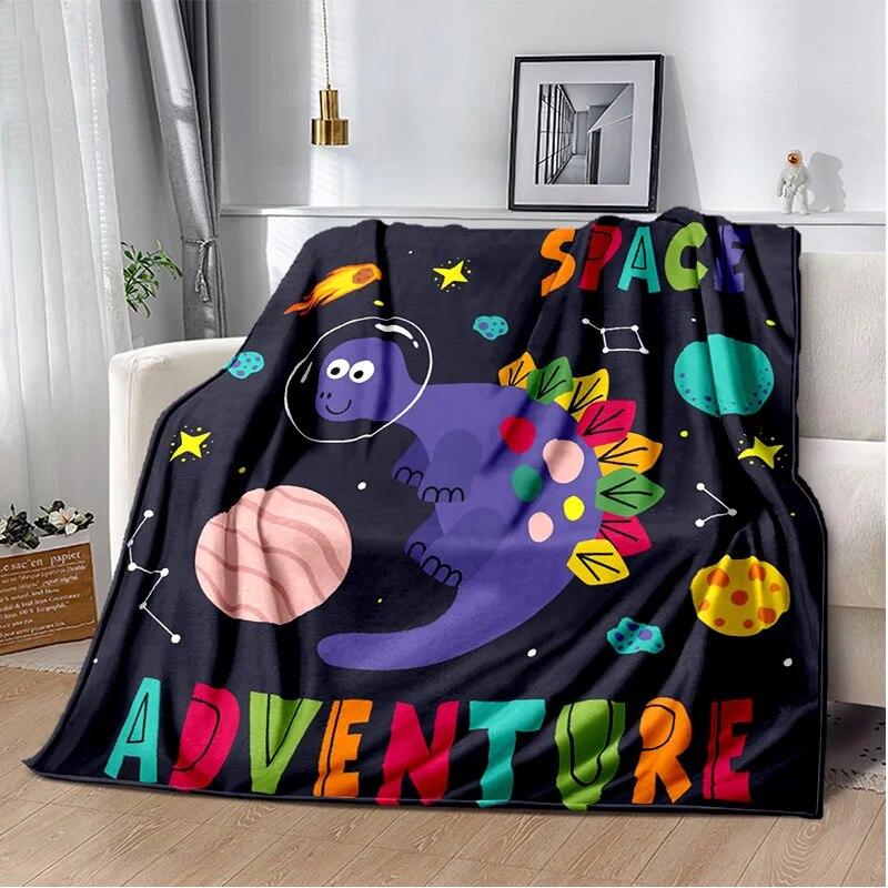 Cartoon Dinosaur Space Cute Dino Children Soft Plush Blanket,Flannel Blanket Throw Blanket for Living Room Bedroom Bed Sofa Kids