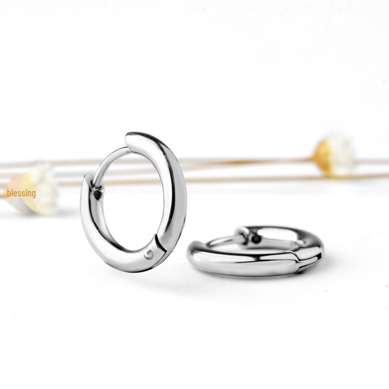 Модные серьги унисекс из титановой стали - корейский простой дизайн из нержавеющей стали, диаметр 2,5 см