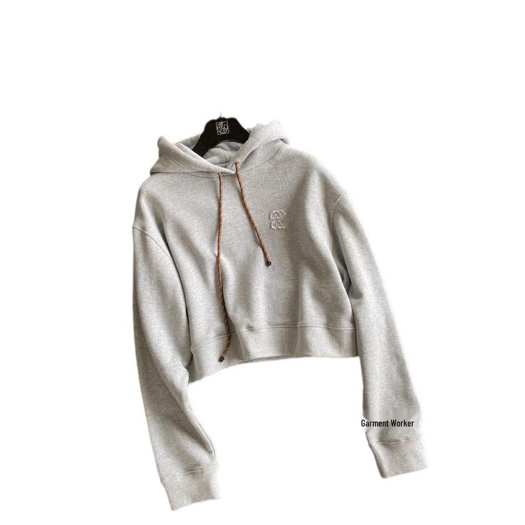 Худи женское из плотного хлопка MIU с вышивкой