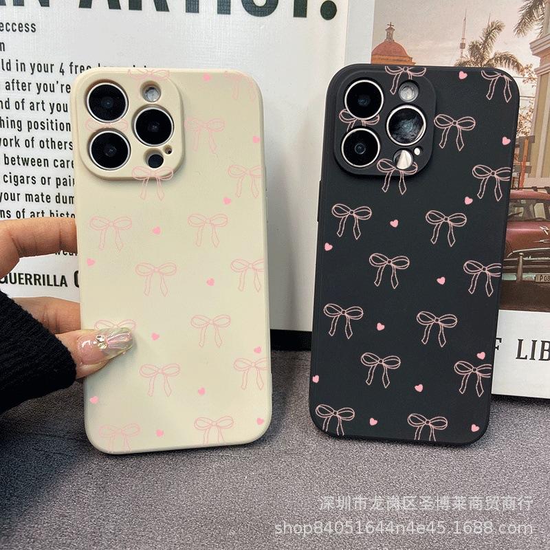 Чехол Love bow подходит для мобильного телефона iPhone15 14PROMAX полноразмерный 13 противоударный 16/15 защитный чехол 17.