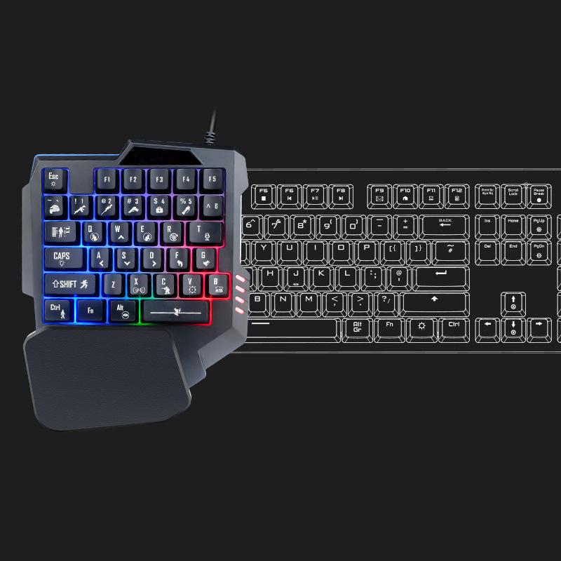 RGB Игровая Клавиатура Одноручная Мини USB Ультратонкая Проводная 35 Клавиш Одноручная Клавиатура с Подсветкой Для Компьютера ПК Ноутбука