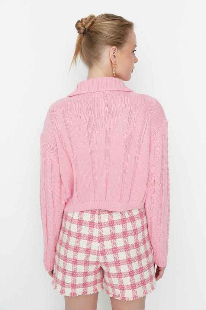 Женский модный новый кардиган оранжевый укороченный трикотажный кардиган