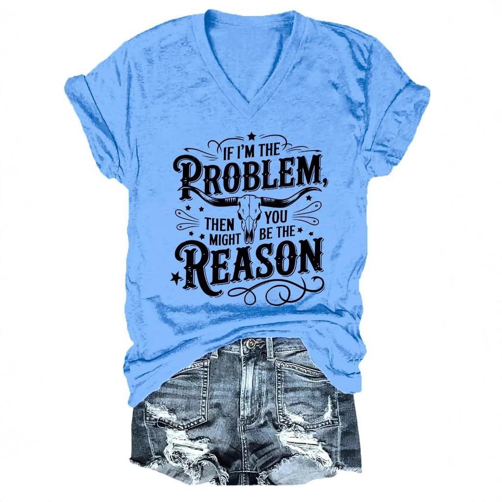 Летний топ с V-образным вырезом и 3D-принтом алфавита тауренов, модные повседневные женские футболки с короткими рукавами