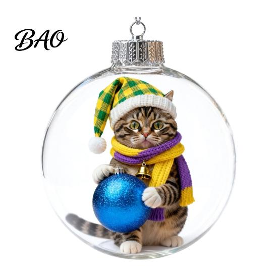 3D Winter Scene Baubles Glowing Christmas Story Ornament, Light?Up Mini Animals Hanging Ball Ornament with Warm Festive Indoor Decor LED Light, Cute