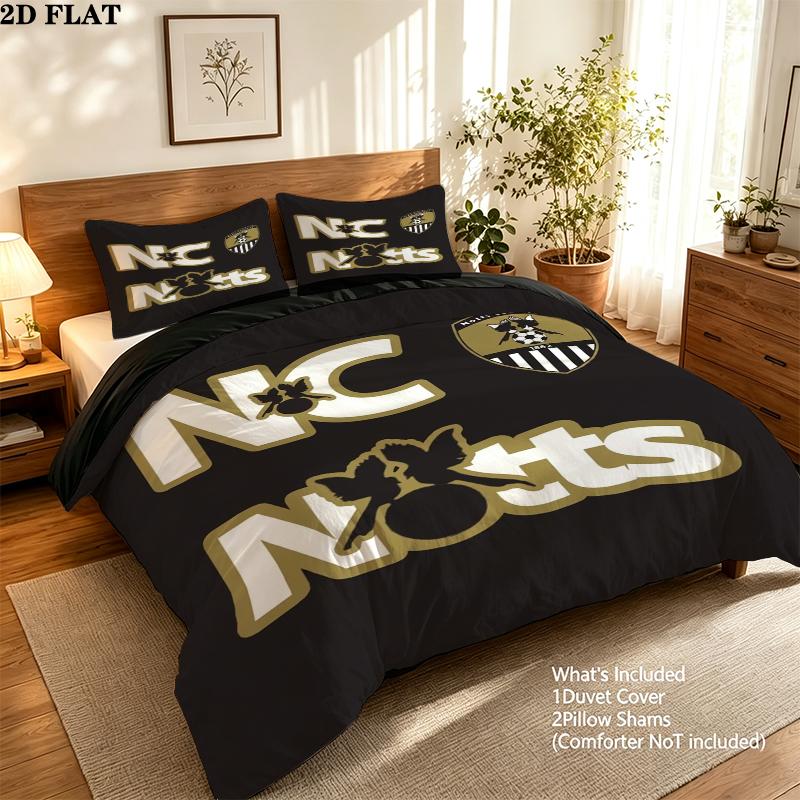 Notts County FC Pattern Bedding uilt Set uilt Cover Pillowcase Home Decoration Birthday Gift (1 * duvet cover + 2 * pillowcase without core)