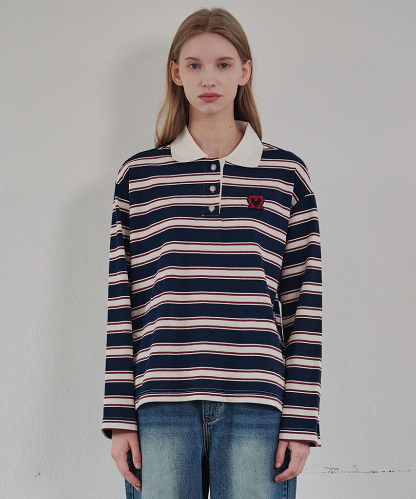 MALOUPE 5108 Striped Polo Shirt (Navy)