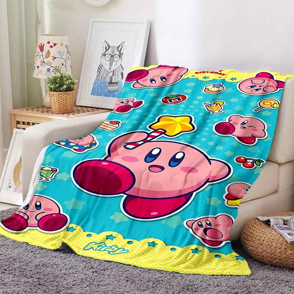 1pc Birthday Kirby Flannel Blanket, Soft Skin Friendly with Digital Printing, Various Sizes Available for Family, Friends, Birthday