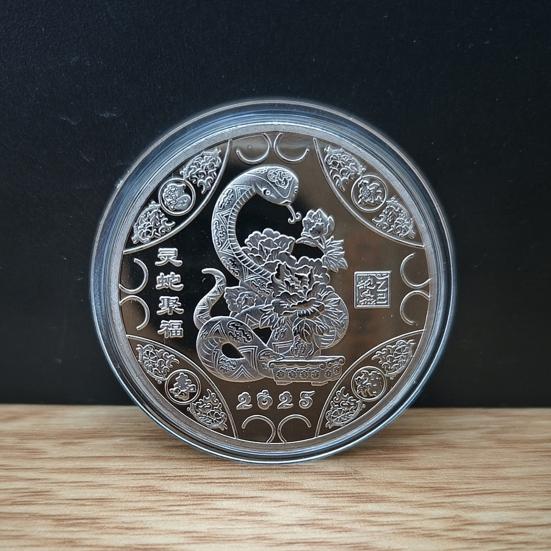 2025 Snake Commemorative Coin Chinese New Year Collectible Iron Coin Year of The Snake Badge Coin for Wealth And Good Luck