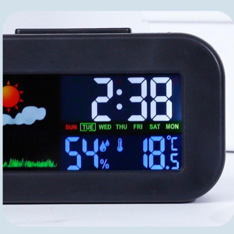 Часы метеостанции с цветным дисплеем, монитором температуры и влажности с подсветкой для детей, подростков, студентов – стол для спальни и общежития