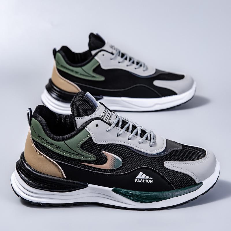 Весенние новые сетчатые дышащие кроссовки для бега, студенческие, уличные, трендовые, на платформе, удобные мужские туфли, спортивная обувь