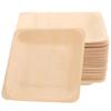 50PCS Wooden Square Plates Disposable Tableware Microwavable Recyclable Wood Dinner Plates for Events Kitchen Supplies