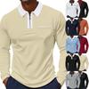 Men'S Fashionable Lapel Color Blocking Shirt Casual Long Sleeve Top