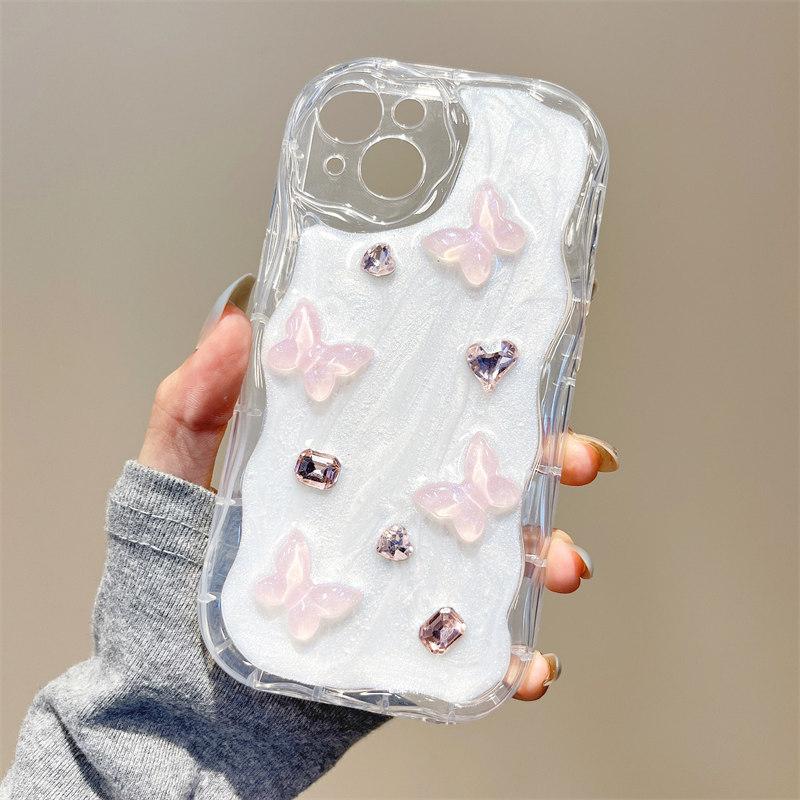 Luxury Water Diamond Butterfly Drop Case for iPhone 15 14 13 12 11 Pro Max XS XR All-inclusive Fall Protection Cases