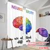 2pcs 2D Flat Printing Curtains Neurodiversity Brain Think Differently 100% Polyester Fabric Without Electricity Family Party for