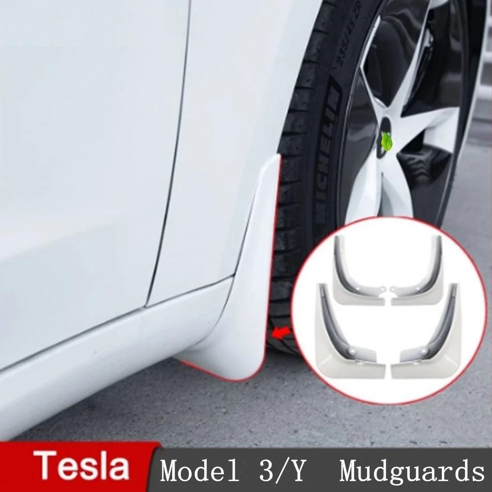 Брызговики для модели Tesla 3 года 2017-2022 2023 пластиковые брызговики Fender 4 шт./компл. черный, белый цвет из углеродного волокна