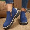 Внешняя торговля новые большие размеры двойная молния платформа ботинки Мартин женские трансграничные короткие голенища круглый носок замша толстый каблук и ботильоны