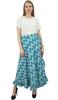 Phagun Cotton Ruffled Self Belt Ikat Printed Women's Wrap Hippie Skirt-Blue