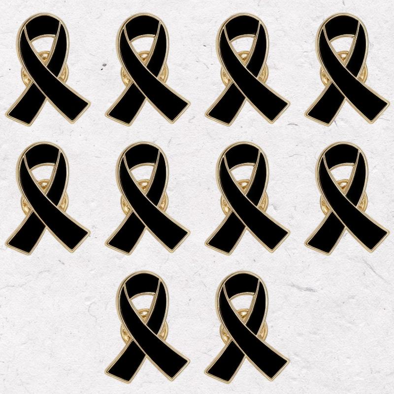 1/5/10 шт. Черно-белая ленточная брошь Похороны Памятная булавка Для женщины Мужчины Металлическая лента Траурный значок Костюм Платье Рубашка Аксессуары