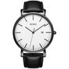 BUREI Watch Leather Popular Brand Analog Simple Waterproof Watch Stylish Commuting Watch and Men's Men's Men's (Black-Black White) [Product]