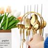 Jankng Gold 24 шт. Западная посуда из нержавеющей стали, ежедневный набор столовых приборов, нож, вилка, кофейная ложка, набор посуды со стойкой для хранения