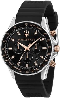 Летние скидки Maserati Sfida Black Simple - мужские часы, циферблат,