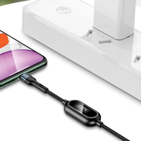 USAMS Braided U48 lightning cable 1.2m2A Fast Charging LED green/green SJ423USB02 (US-SJ423)