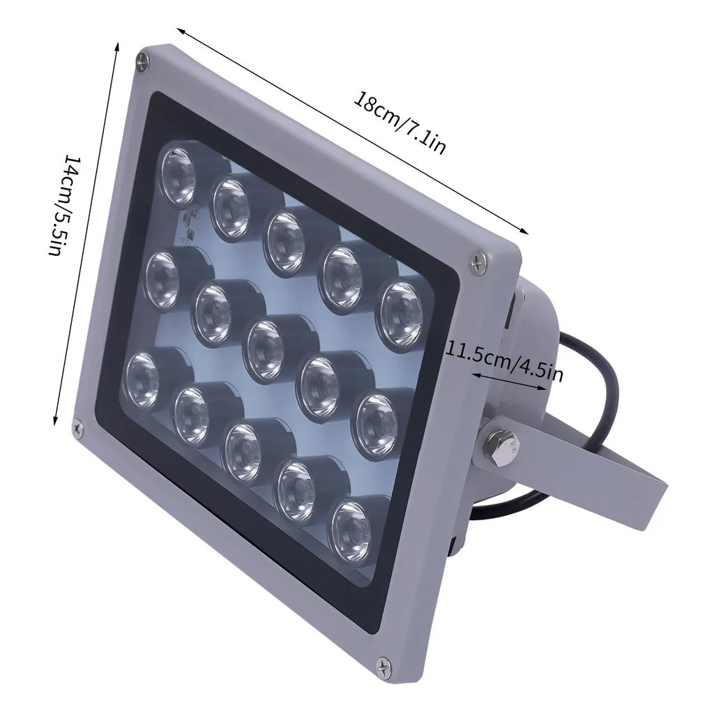 IR Spotlight 15 LED Infrared Wide Angle Headlight Night Vision Light Illuminator Lamp Waterproof Outdoor Surveillance Camera