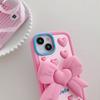 Cute Cartoon 3D Bow-knot Bracket Phone Case for iPhone 11 12 13 14 15 Pro Max 12 Pro 13 Pro 14 Pro Max Anti-drop Soft Silicone Cover