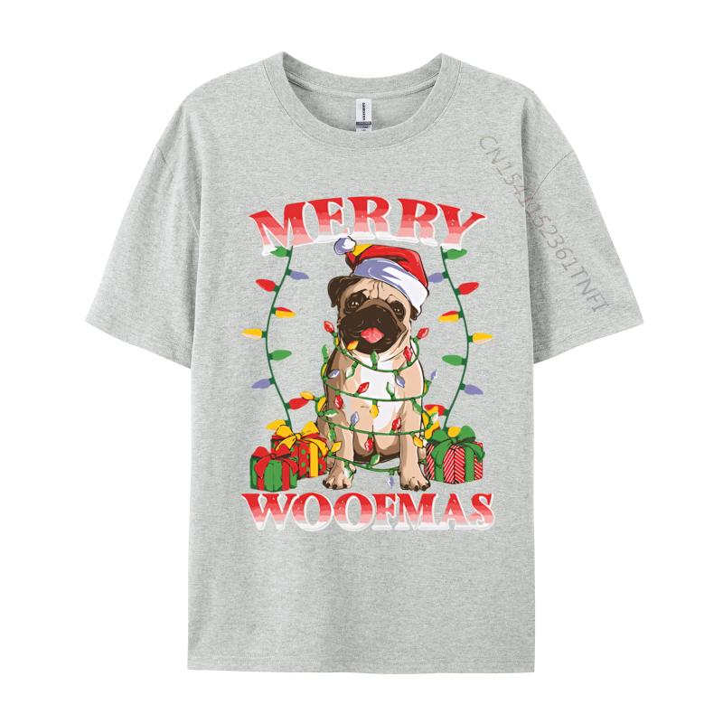 New Tshirt Merry Woofmas Christmas Santa Pug T Shirts Graphic New Trend Tops Mens Clothing Plus Size