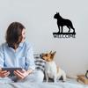 Dog Welcome Sign Boston Terrier - 12" X 13.6" Metal Wall Art for Pet Lovers, and Charming Home Entrance Decoration