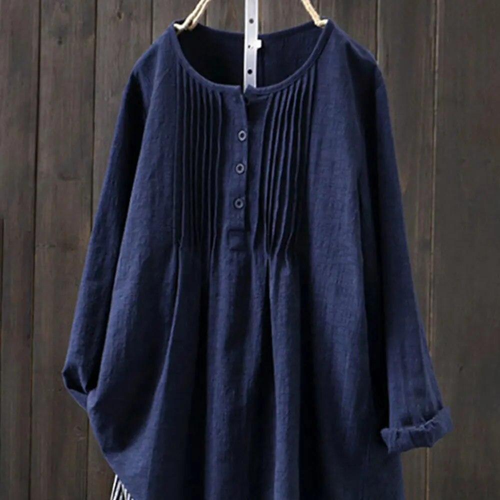 Women Autumn Casual Long Sleeve O Neck Loose Blouse Vintage Harajuku Solid Shirt Oversized Tops