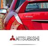 Metal car stickers for Mitsubishi models: ASX, Lancer, Lingyue, V3, and EVO.