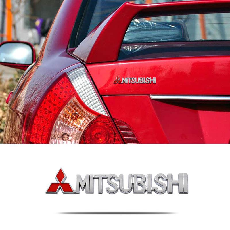 Metal car stickers for Mitsubishi models: ASX, Lancer, Lingyue, V3, and EVO.