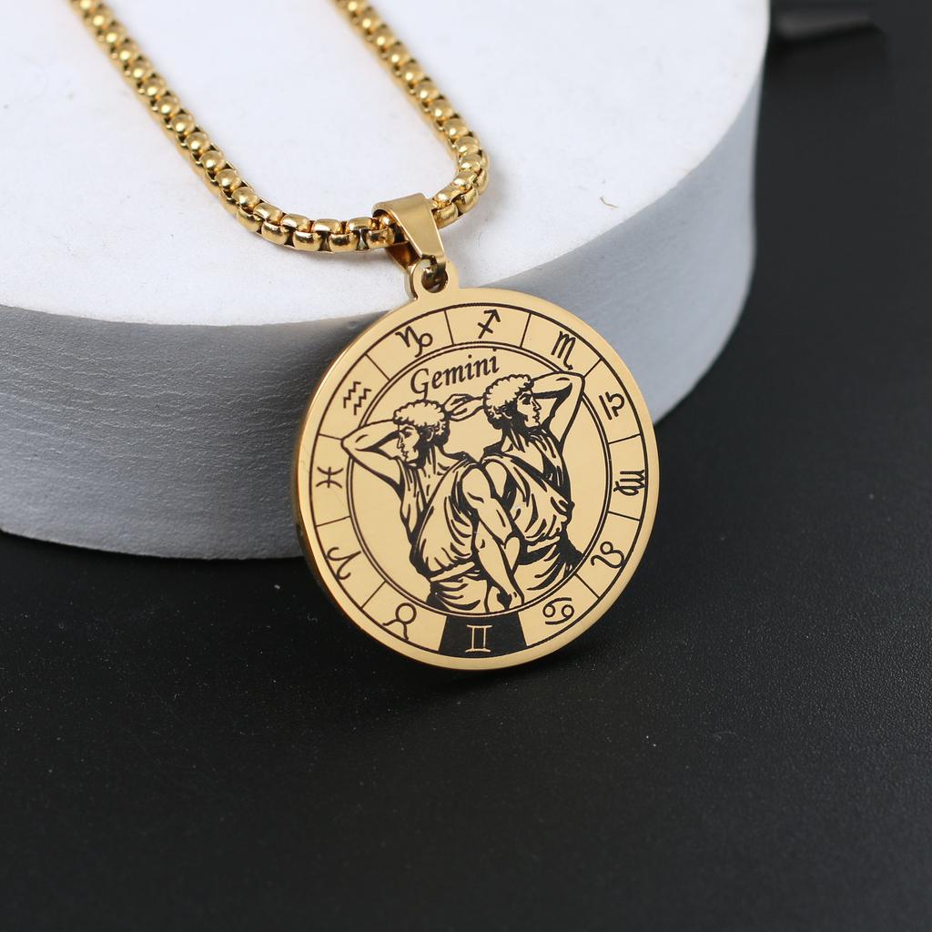 Ожерелье со знаком зодиака для мужчин и женщин лучшему другу, собачьи жетоны, подарок на день рождения, ожерелье с 12 созвездиями, кулон, ювелирное изделие для пары, подарок