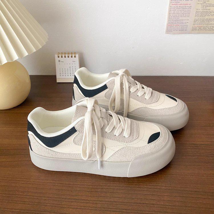 Женские ретро красные кроссовки на толстой подошве, Весна 2025, Шикарный гонконгский стиль, Немецкие тренировочные туфли с круглым носком