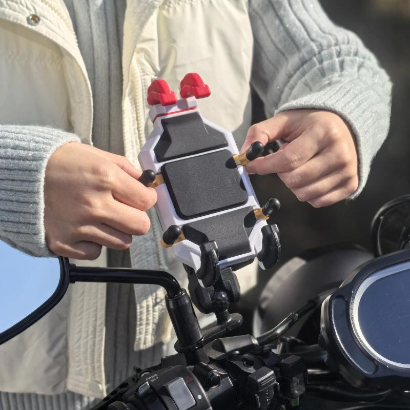 Eight-Claw Shock-Absorbing Anti-Theft Motorcycle Phone Holder with Soft Rubber