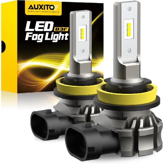AUXITO H11/H8/H16 LED Fog Light Bulbs Or DRL, 6000 Lumens 6500K Cool White Light, 300% Brightness, CSP LED Chips Fog Lamps Replacement For Cars, Play