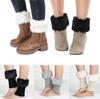Women Knitted Wool Leg Foot Covers Socks Women Leg Warmers Faux Fur High Boot Cuffs Toppers Boots Socks