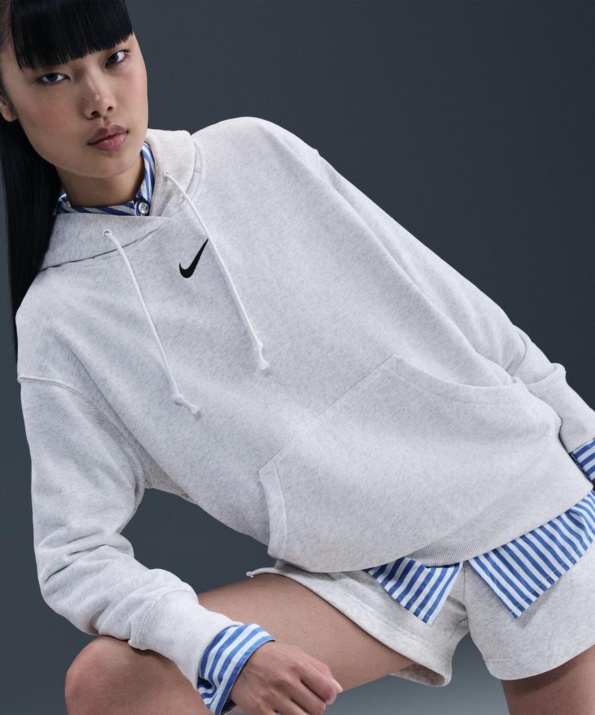 Спортивная толстовка с капюшоном Phoenix Fleece, оверсайз - Березовый меланж: Черный / Fz7197-051