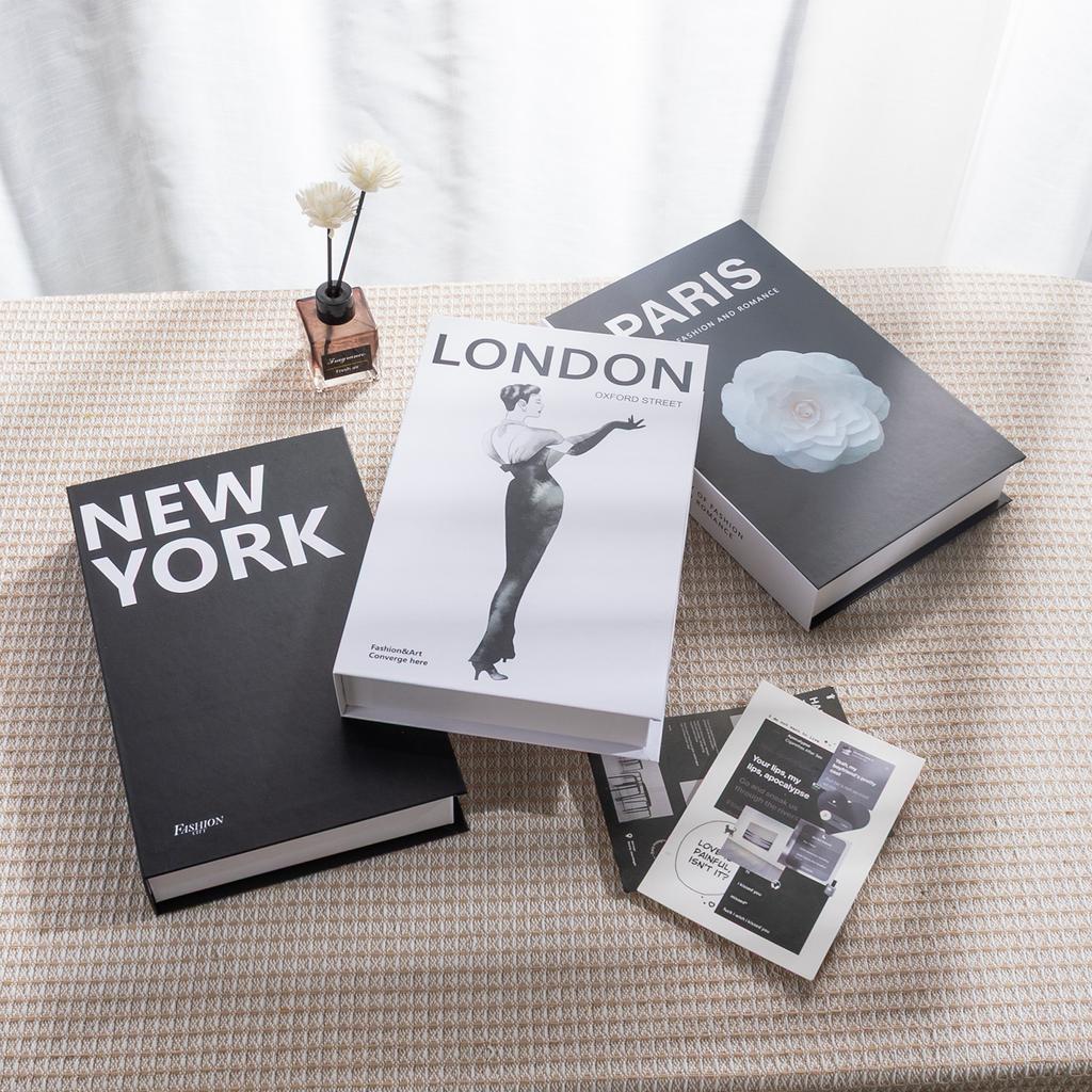 New York Paris London Series Luxury Fake Book Decoration Remote Control Storage Box Fashion Coffee Table Decoration Accessories