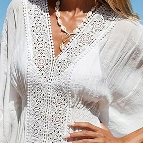 Платье-накидка с V-образным вырезом, рукавами «летучая мышь», вырезом-плиссе, бикини, купальник-накидка с эластичной талией, летняя одежда для отдыха на открытом воздухе