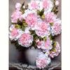 Diamond Painting Embroidery Cross Stitch Pink Flower Full Round Diamond Vase Mosaic Decor For Home 30x40cm/12x16inch