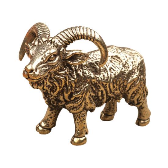 Латунная статуэтка козла, мини-статуэтка козла, коллекционная ретро-скульптура животного для домашнего офиса, кабинета, стола, декора