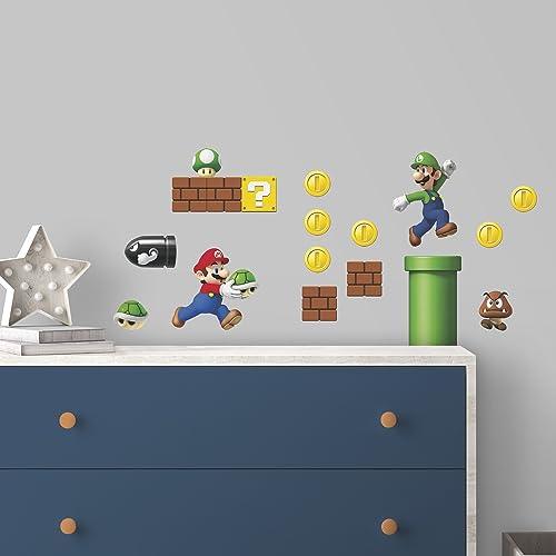 RoomMates Наклейка на стену Nintendo Super Mario Собери сцену, отклеивай и приклеивай - RMK2351SCS Многоцветная