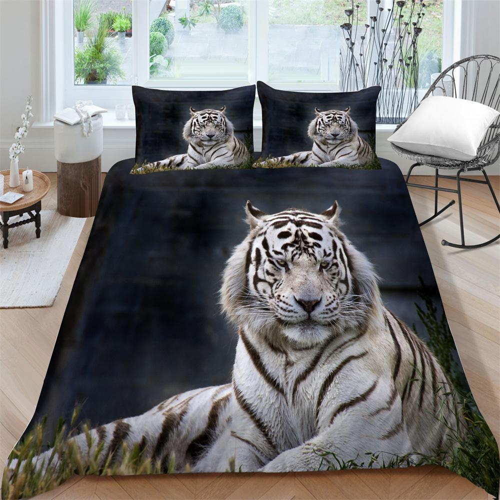 3D Tiger Printing Duvet Cover Set Luxury Bedding Cover Suit Children Teens Single Size Microfiber Comforter Cover Suit