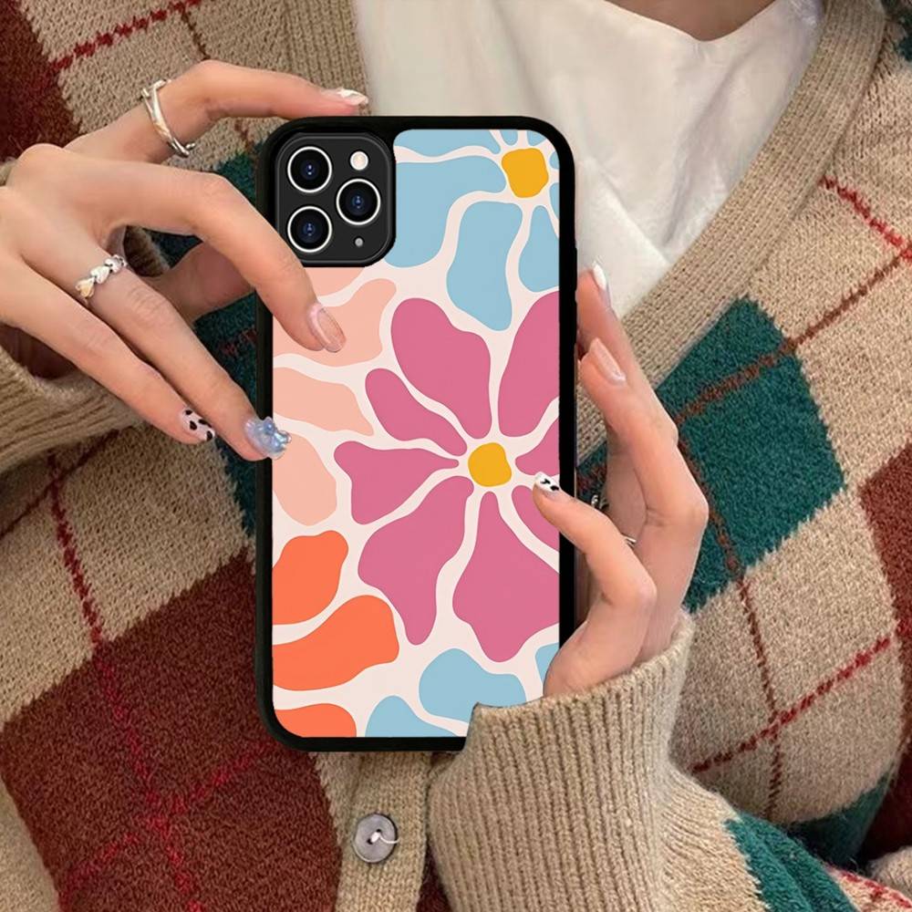 Abstract Flower Market Phone Case For Iphone 11 12 13 14 15 Pro Max 17 16 Plus Hard PC+TPU Back Cover