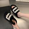 European Fluffy Slippers Women Wear Autumn and Winter Indoor Home Fluffy Internet Celebrity Large Size Thick Bottom Black Plush Cotton Mop