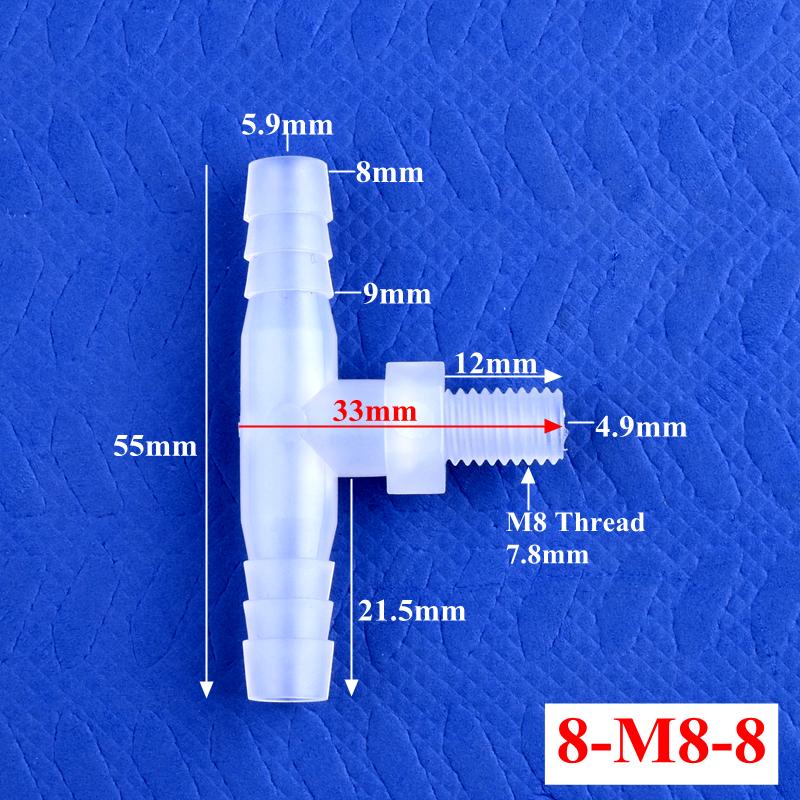 10Pcs/lot M6~M12 Male Thread Tee Connector 2~10mm 3-Ways Connectors Aquarium Tank Hose Pagoda Joints Air Pump Adapter Garden Water Pipe Joint