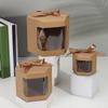 12PCs/set Kraft Paper Ribbon Candy Box Transparent Window Brown White Gift Packaging Boxes Wedding Party Favor Gifts Bags